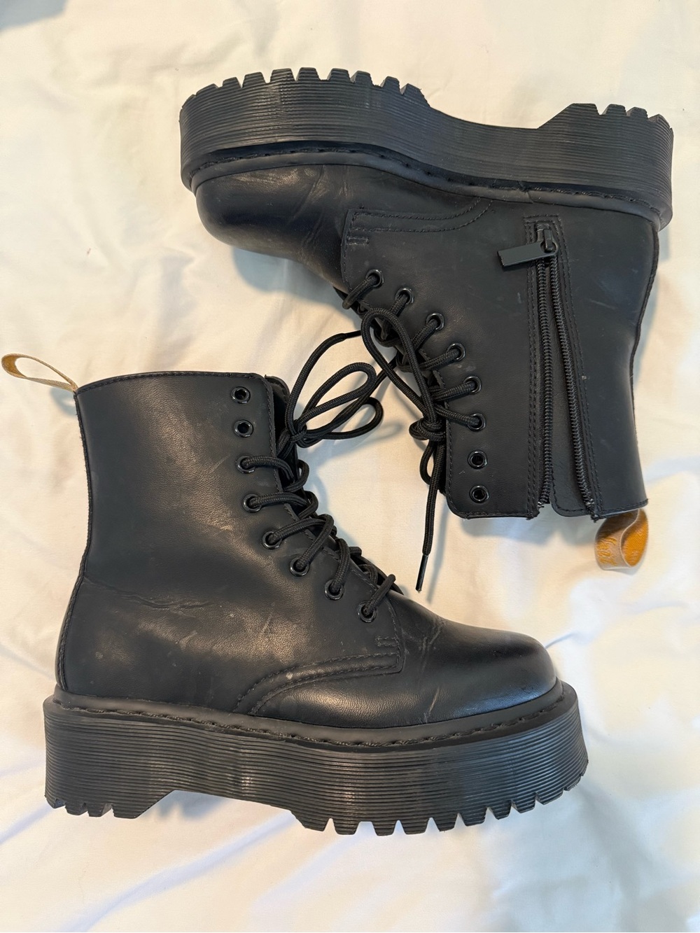 Dr. Martens Vegan Jadon II Mono Black Lace Up Boots Womens 7